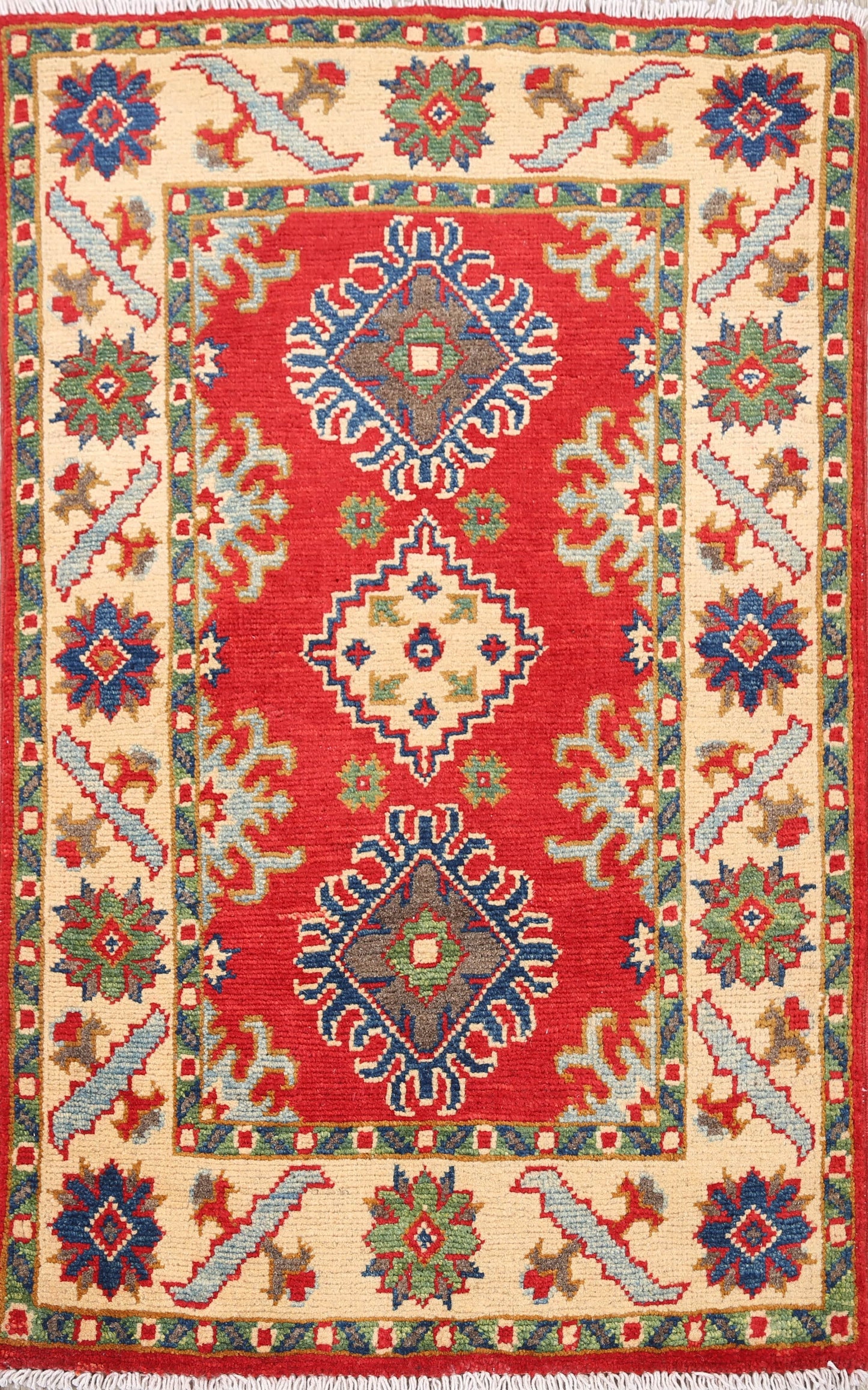 Geometric Red Super Kazak Oriental Area Rug 2x3