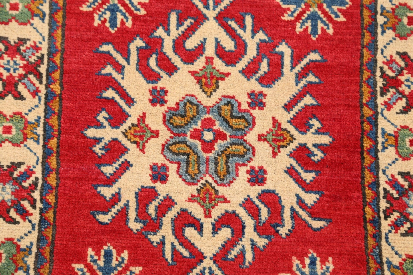 Geometric Red Super Kazak Oriental Area Rug 2x3