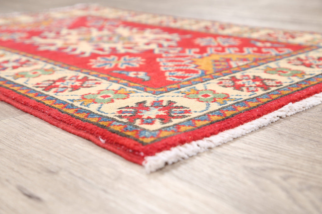 Geometric Red Super Kazak Oriental Area Rug 2x3