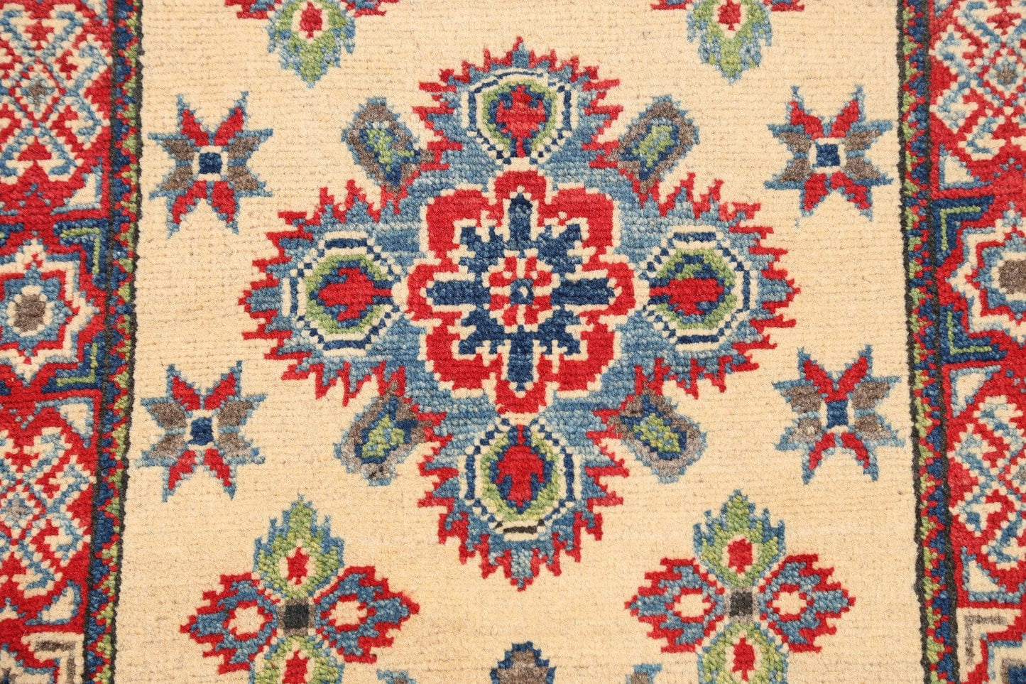 Geometric Ivory Super Kazak Oriental Area Rug 2x3