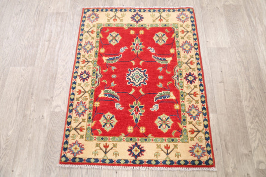 Floral Red Super Kazak Oriental Area Rug 2x3