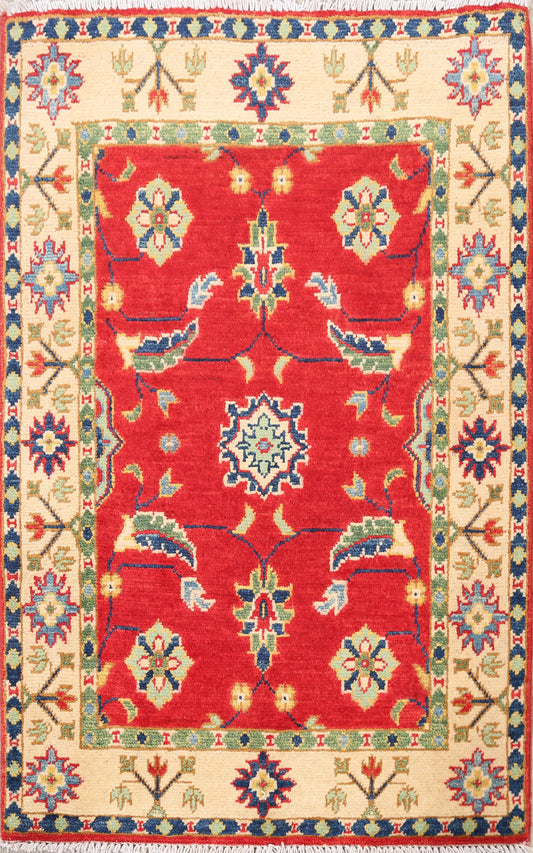 Floral Red Super Kazak Oriental Area Rug 2x3