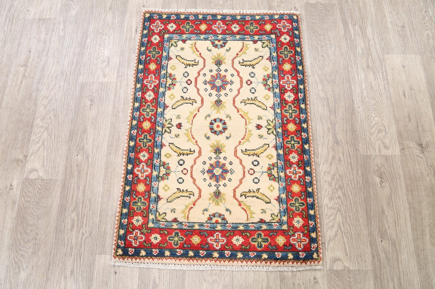 Floral Ivory Super Kazak Oriental Area Rug 2x3