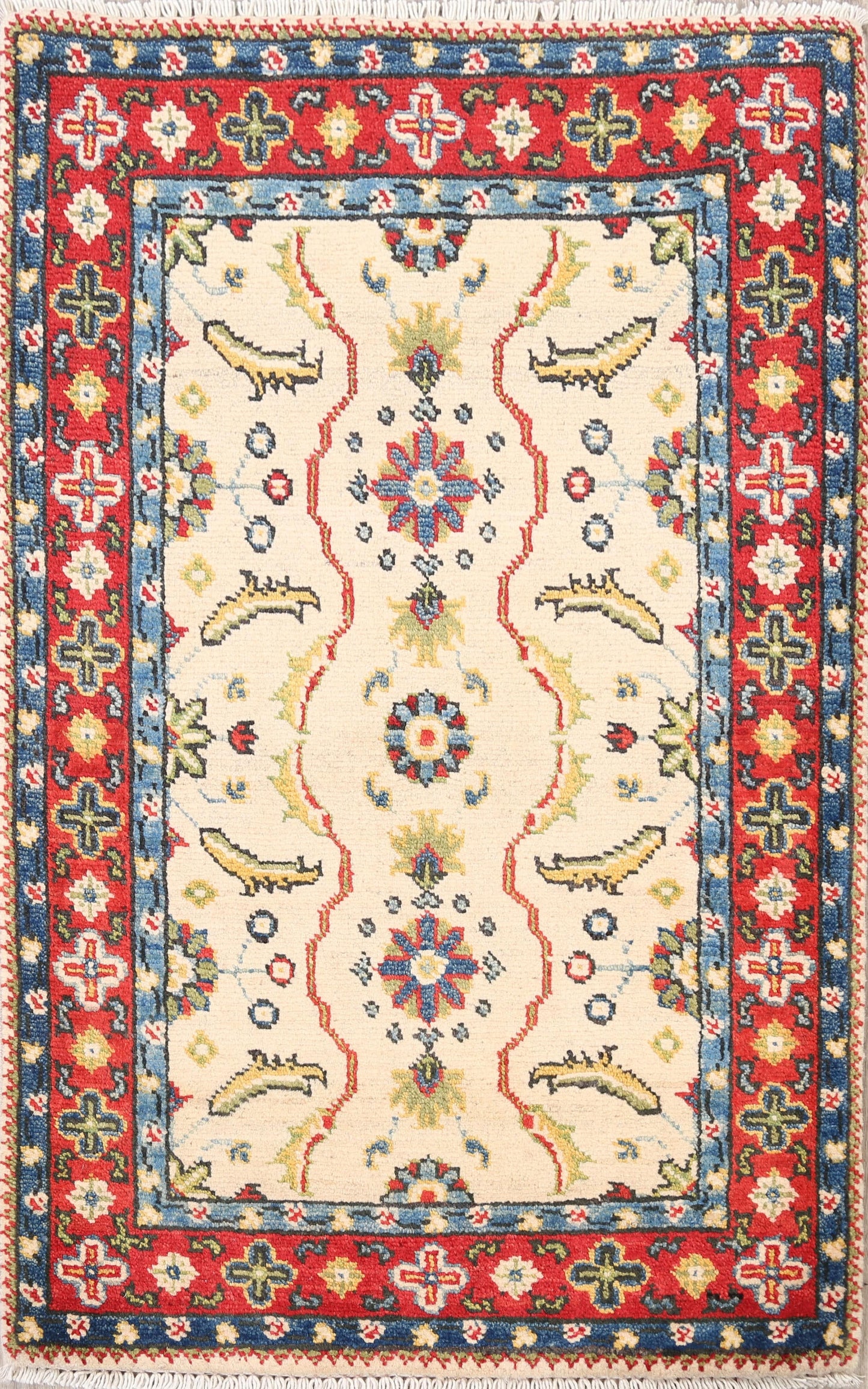 Floral Ivory Super Kazak Oriental Area Rug 2x3