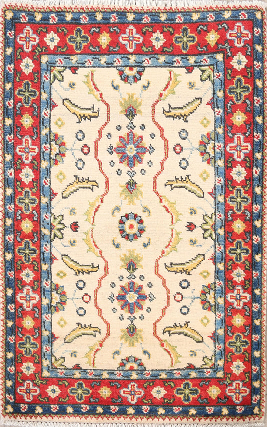 Floral Ivory Super Kazak Oriental Area Rug 2x3