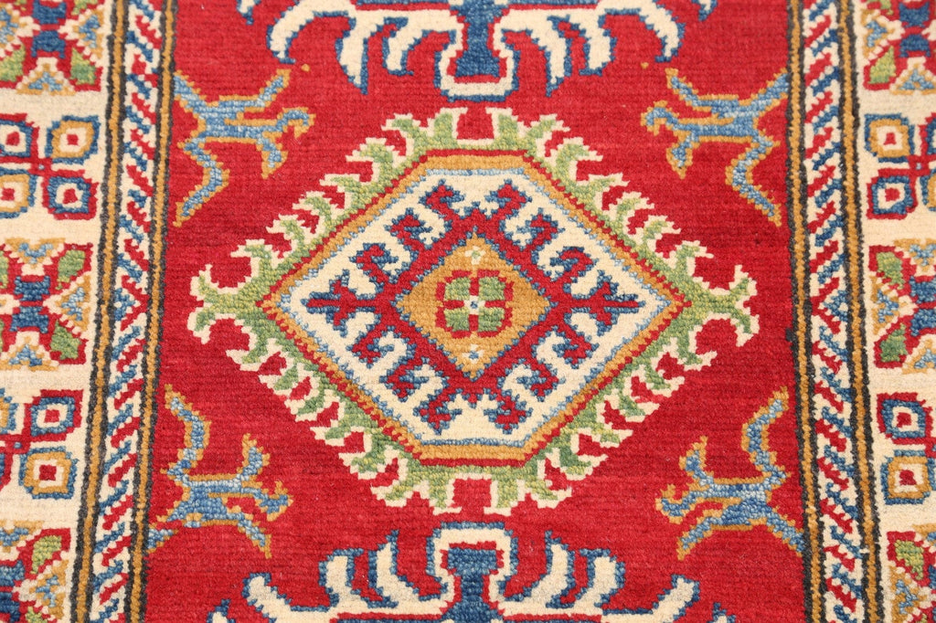 Geometric Red Super Kazak Oriental Area Rug 2x3