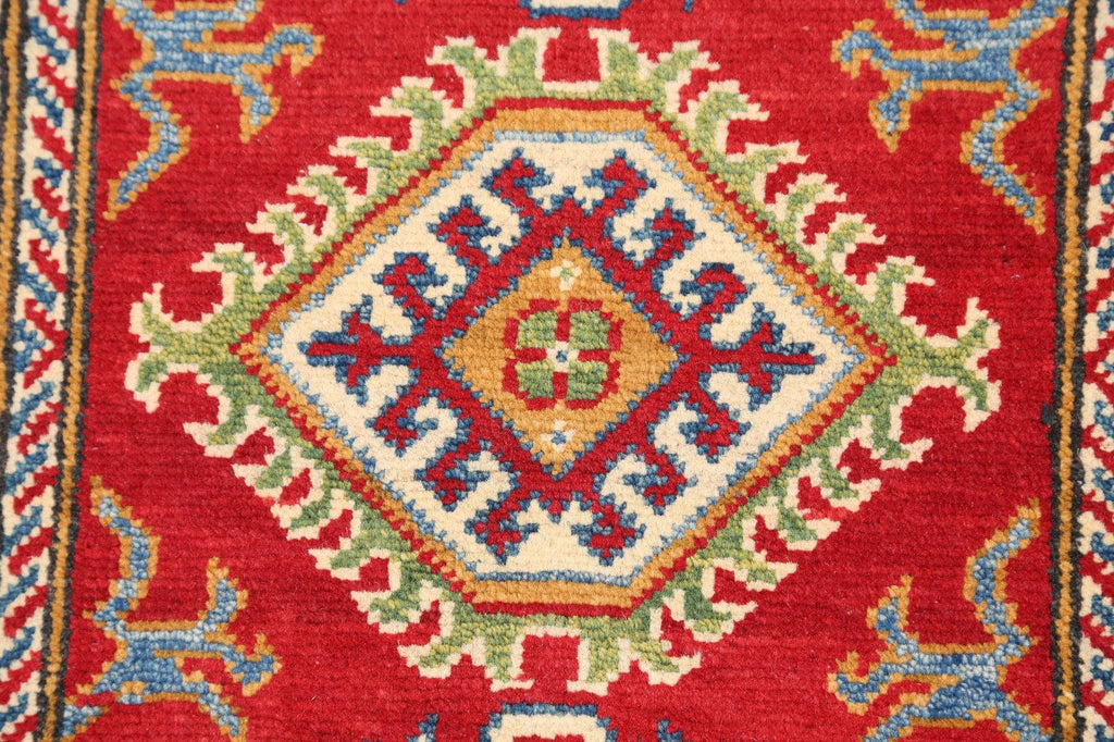 Geometric Red Super Kazak Oriental Area Rug 2x3