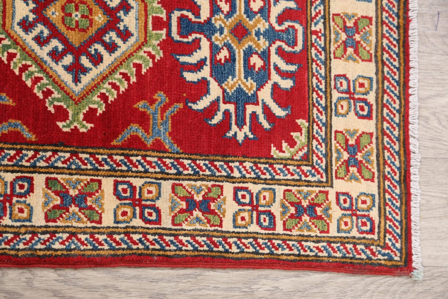 Geometric Red Super Kazak Oriental Area Rug 2x3