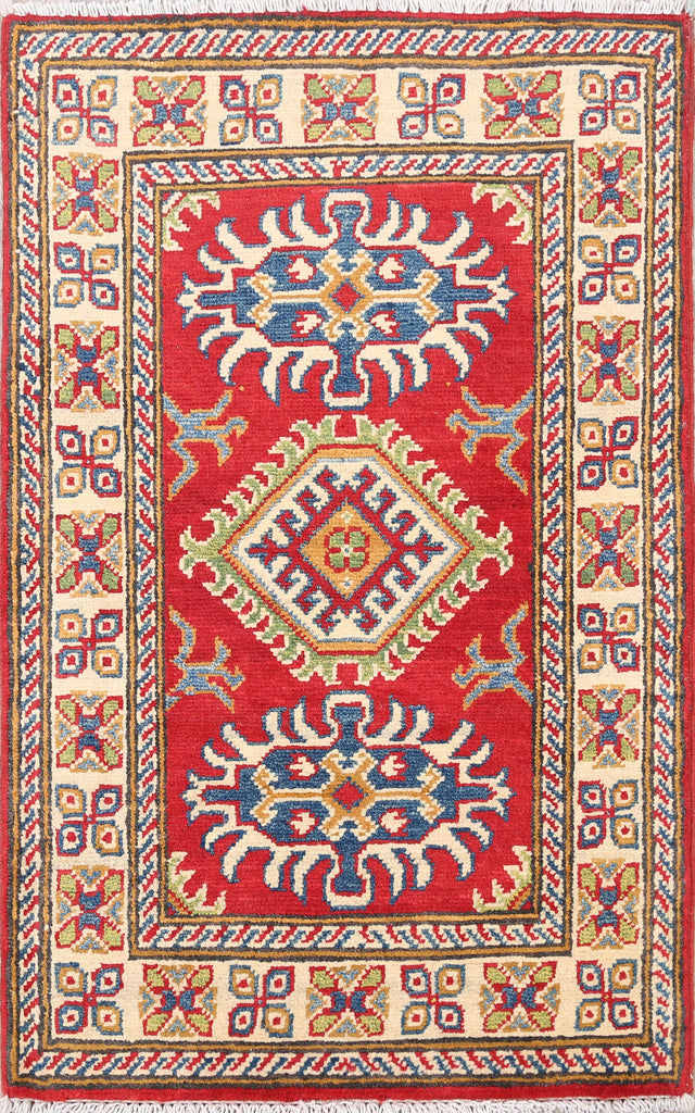 Geometric Red Super Kazak Oriental Area Rug 2x3