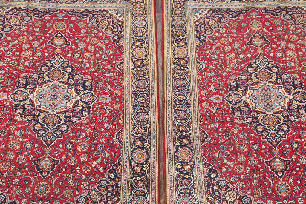 Set of 2 Floral Red Kashan Persian Area Rug 5x7