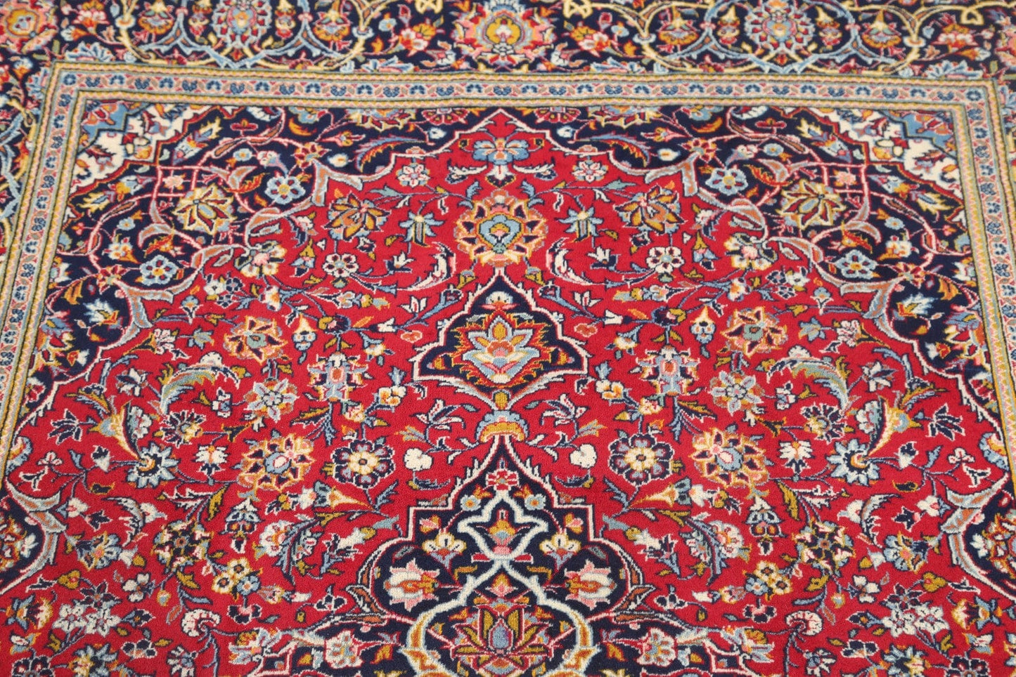 Set of 2 Floral Red Kashan Persian Area Rug 5x7