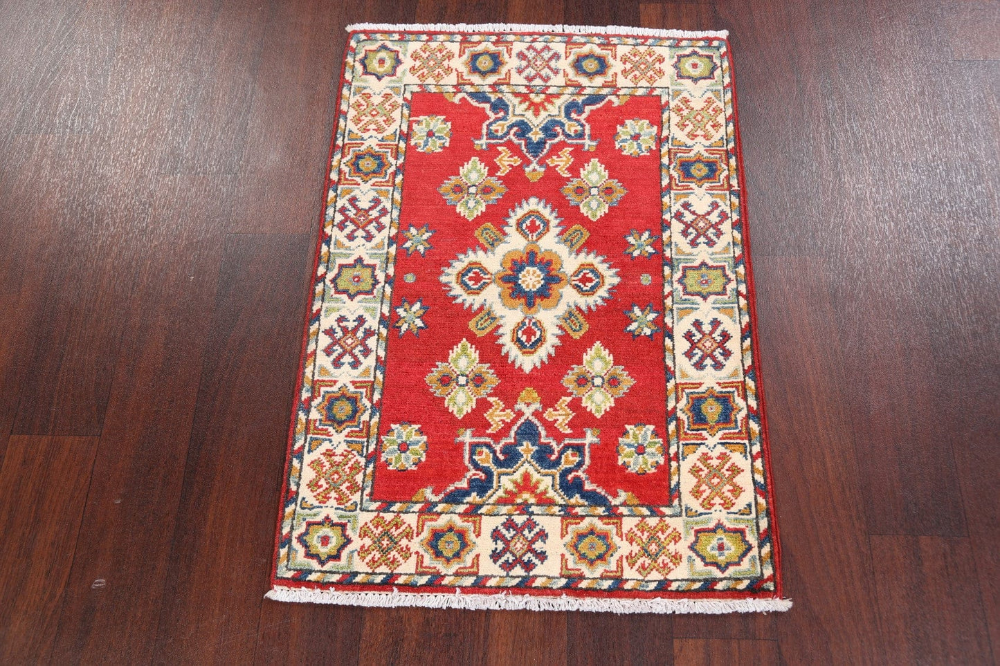 Geometric Red Super Kazak Oriental Area Rug 2x3