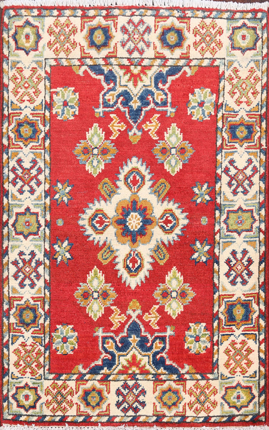 Geometric Red Super Kazak Oriental Area Rug 2x3