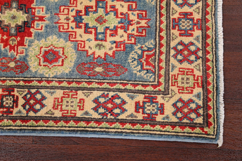 Geometric Blue Super Kazak Oriental Area Rug 2x3