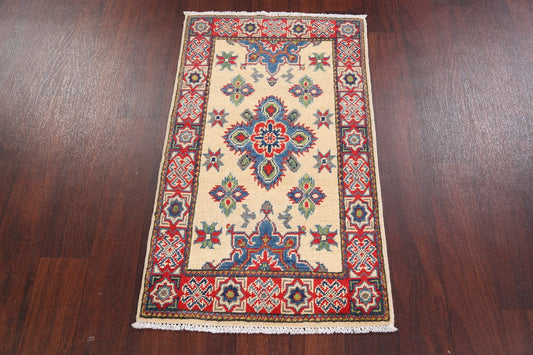 Geometric Ivory Super Kazak Oriental Area Rug 2x3