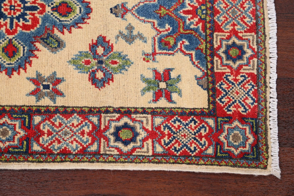 Geometric Ivory Super Kazak Oriental Area Rug 2x3