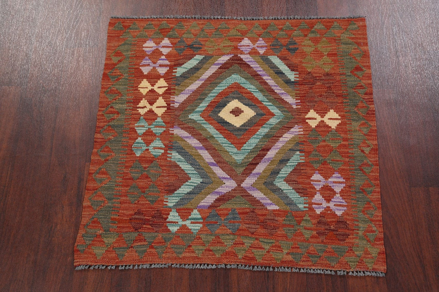 South-Western Kilim Oriental Area Rug 3x3 Square