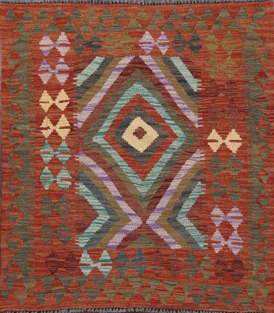 South-Western Kilim Oriental Area Rug 3x3 Square