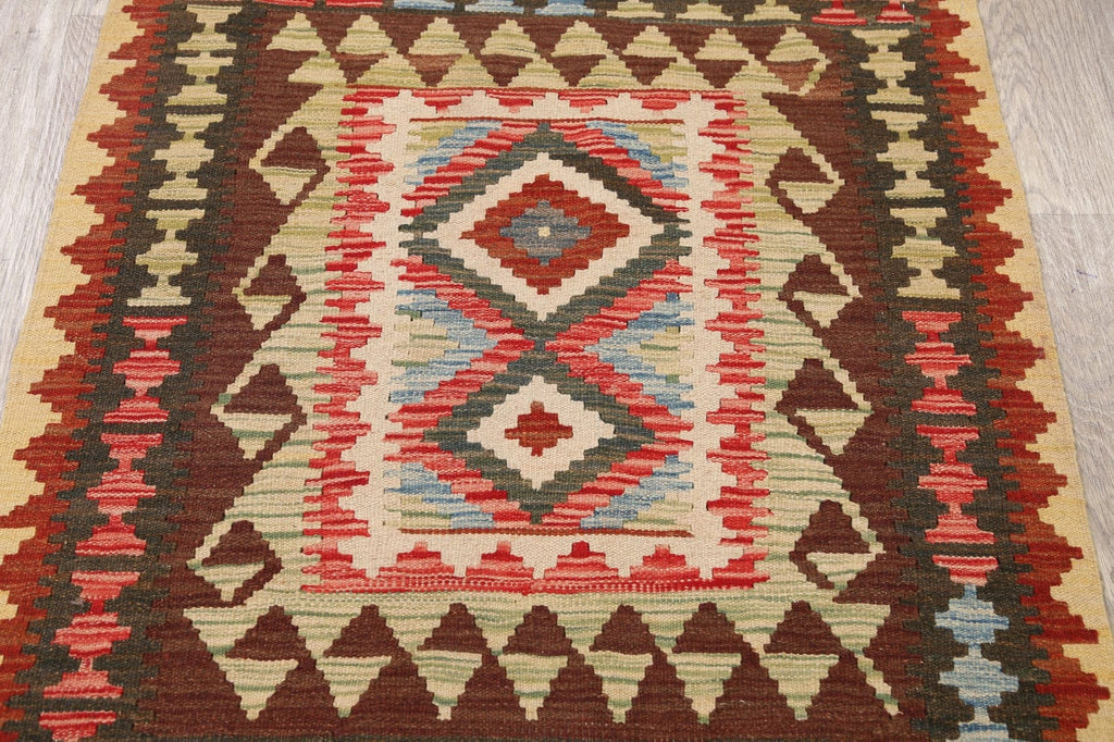 South-Western Geometric Reversible  Kilim Oriental Area Rug 3x4