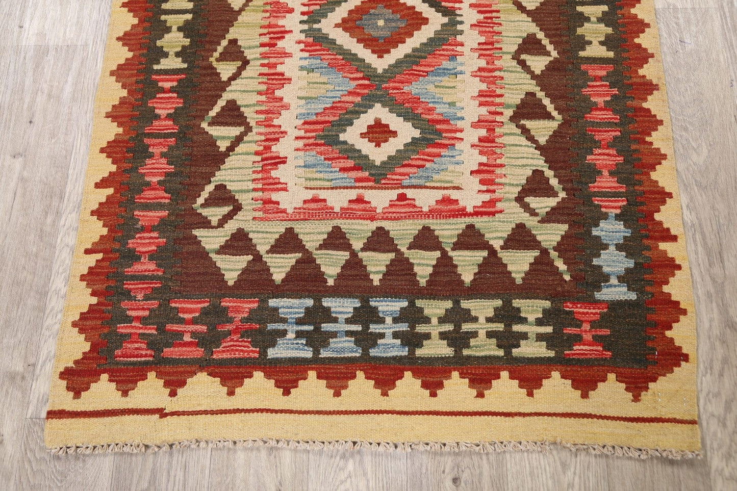 South-Western Geometric Reversible  Kilim Oriental Area Rug 3x4