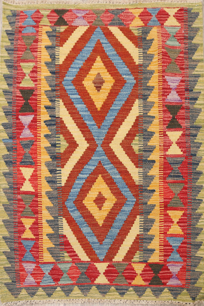 Reversible Geometric Kilim Oriental Area Rug 3x4