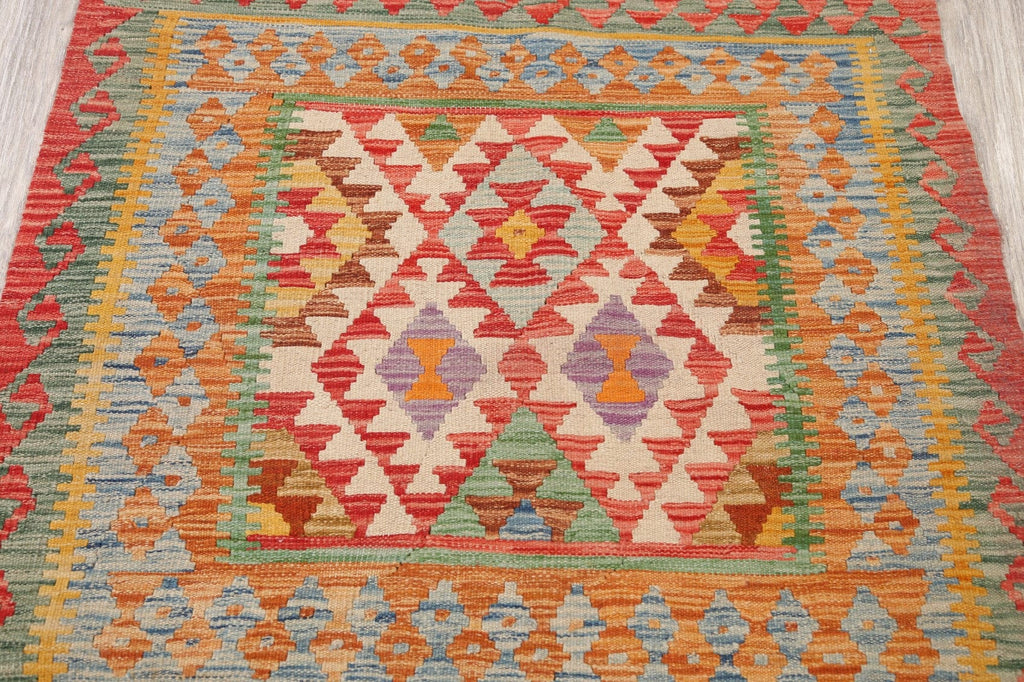 South-Western Geometric Kilim Oriental Area Rug 3x3 Square