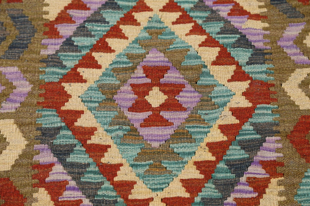 South-Western Geometric Kilim Oriental Area Rug 3x3 Square