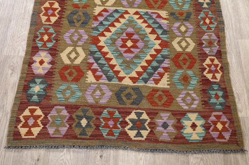 South-Western Geometric Kilim Oriental Area Rug 3x3 Square