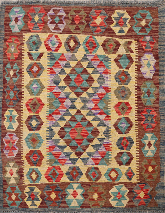 South-Western Geometric Kilim Oriental Area Rug 3x4