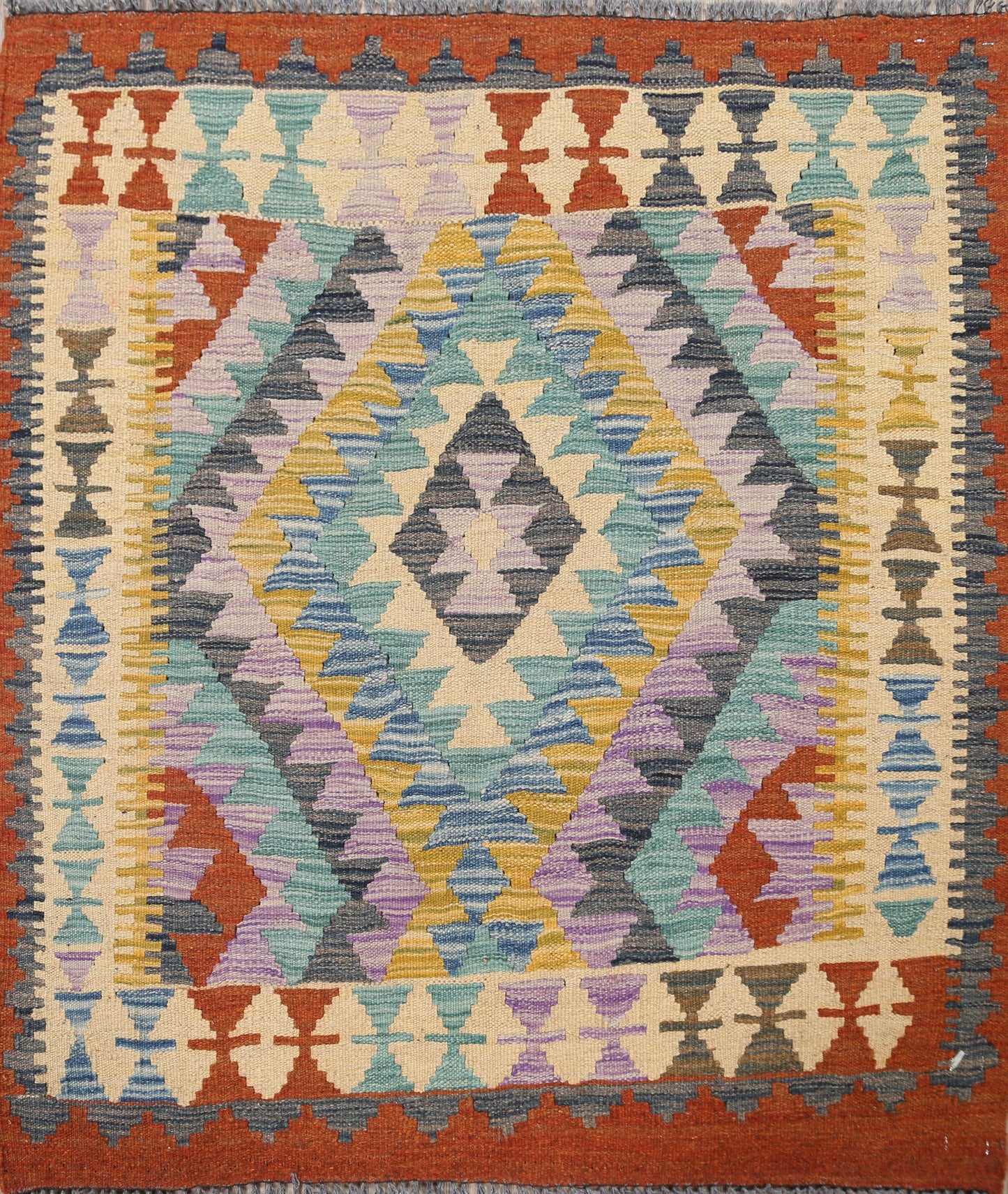 South-Western Kilim Oriental Area Rug 3x3 Square