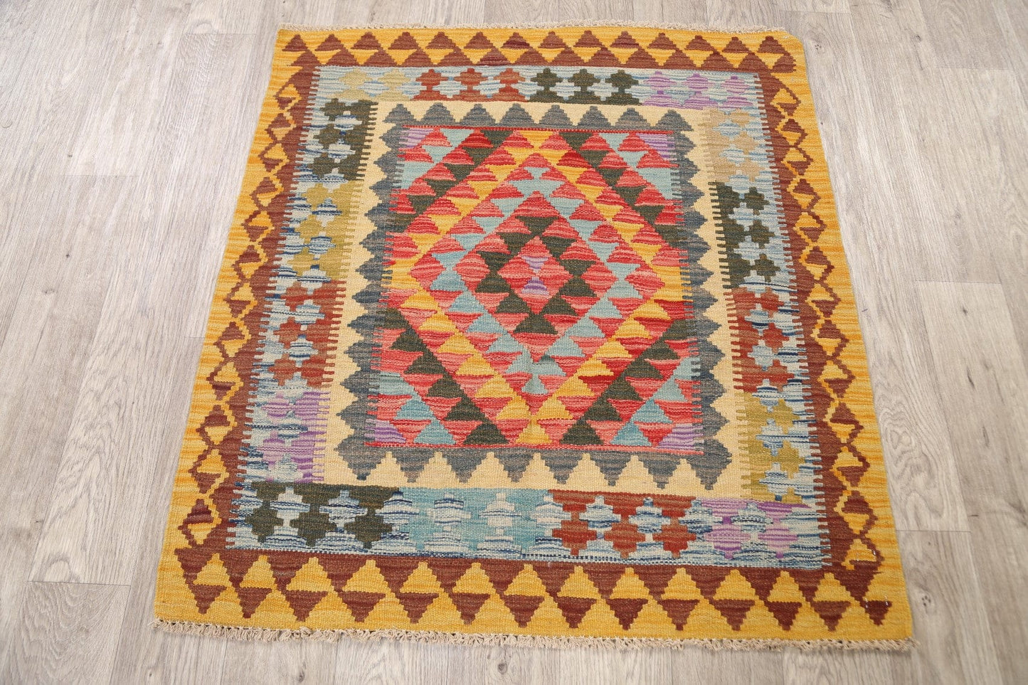 South-Western Geometric Kilim Oriental Area Rug 3x4