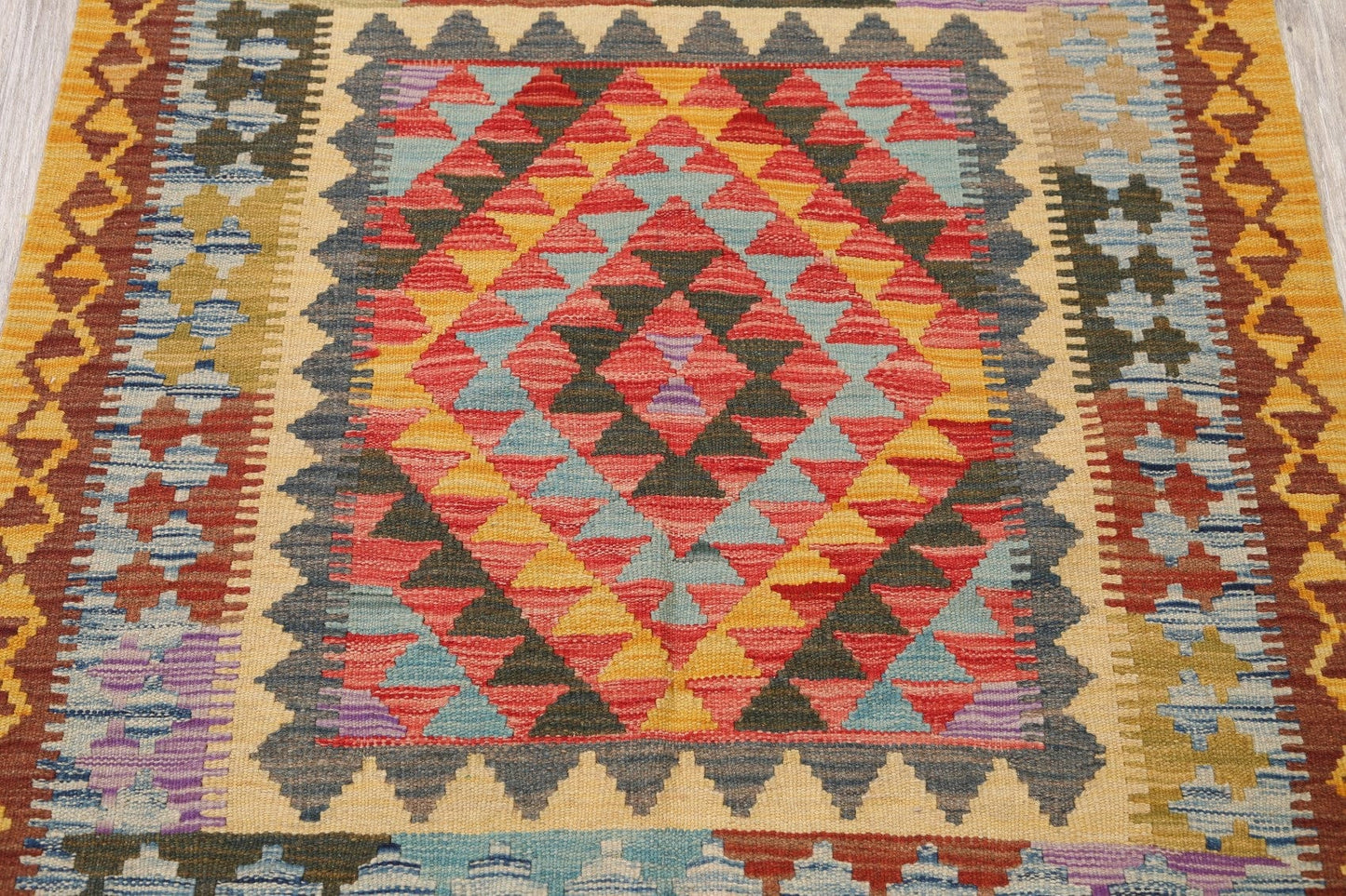 South-Western Geometric Kilim Oriental Area Rug 3x4