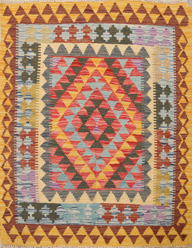 South-Western Geometric Kilim Oriental Area Rug 3x4