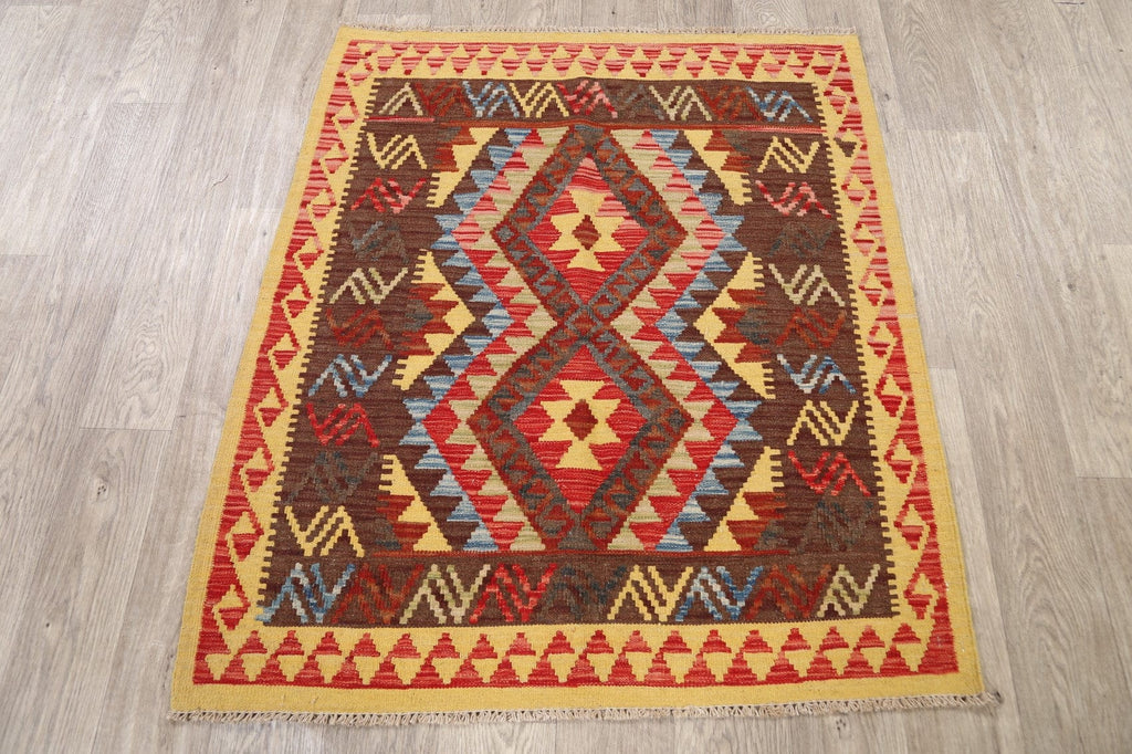 South-Western Geometric Kilim Oriental Area Rug 3x4