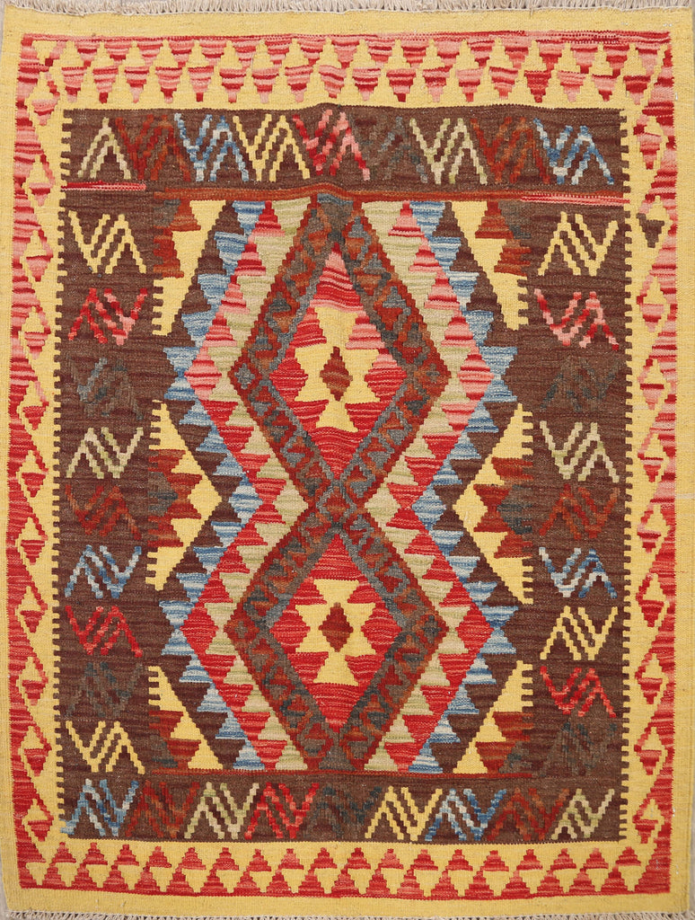 South-Western Geometric Kilim Oriental Area Rug 3x4