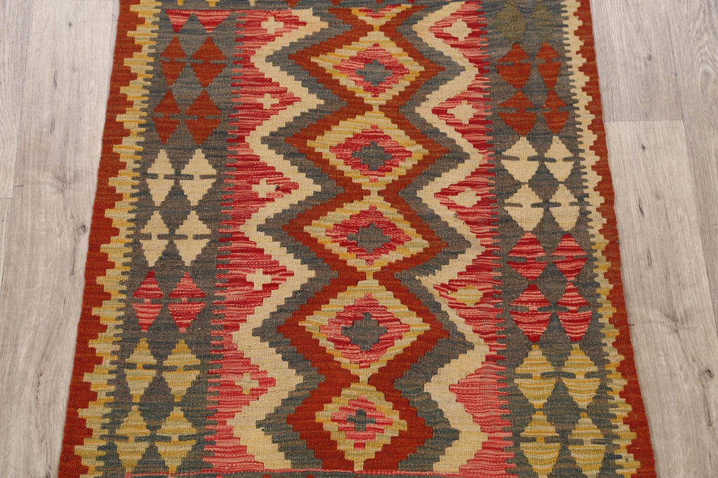 Geometric Reversible Kilim Oriental Area Rug 3x4