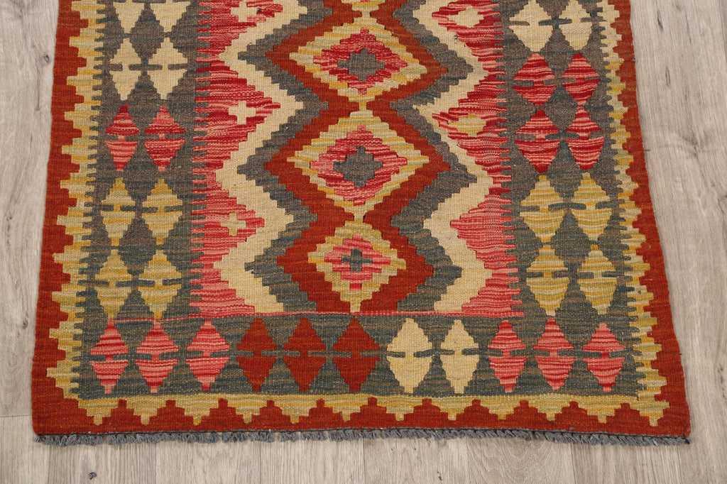 Geometric Reversible Kilim Oriental Area Rug 3x4