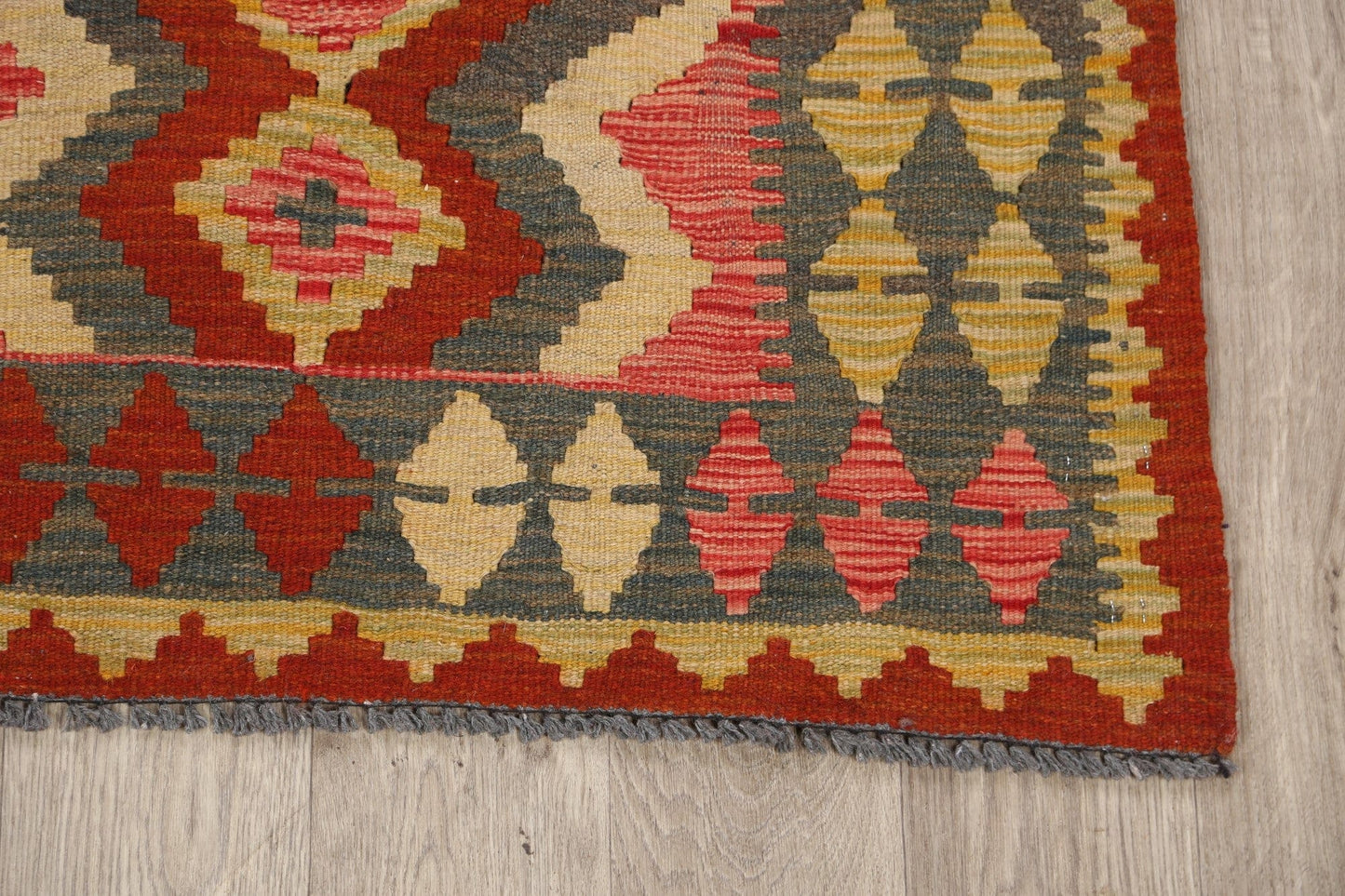 Geometric Reversible Kilim Oriental Area Rug 3x4