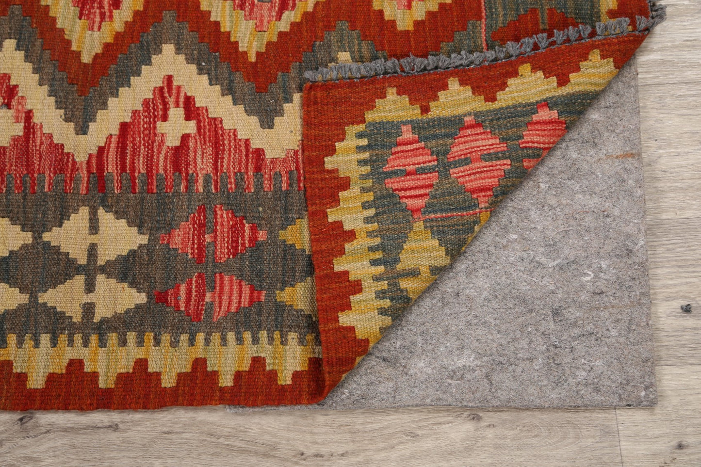 Geometric Reversible Kilim Oriental Area Rug 3x4