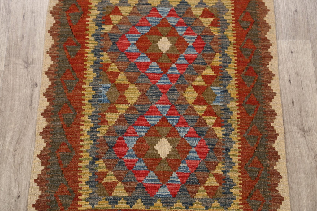 South-Western Geometric Kilim Oriental Area Rug 3x4