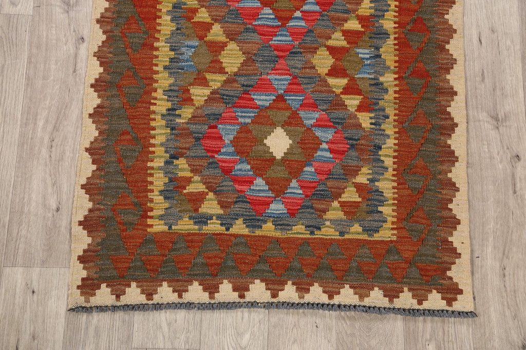 South-Western Geometric Kilim Oriental Area Rug 3x4