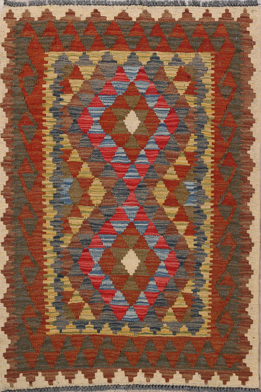 South-Western Geometric Kilim Oriental Area Rug 3x4