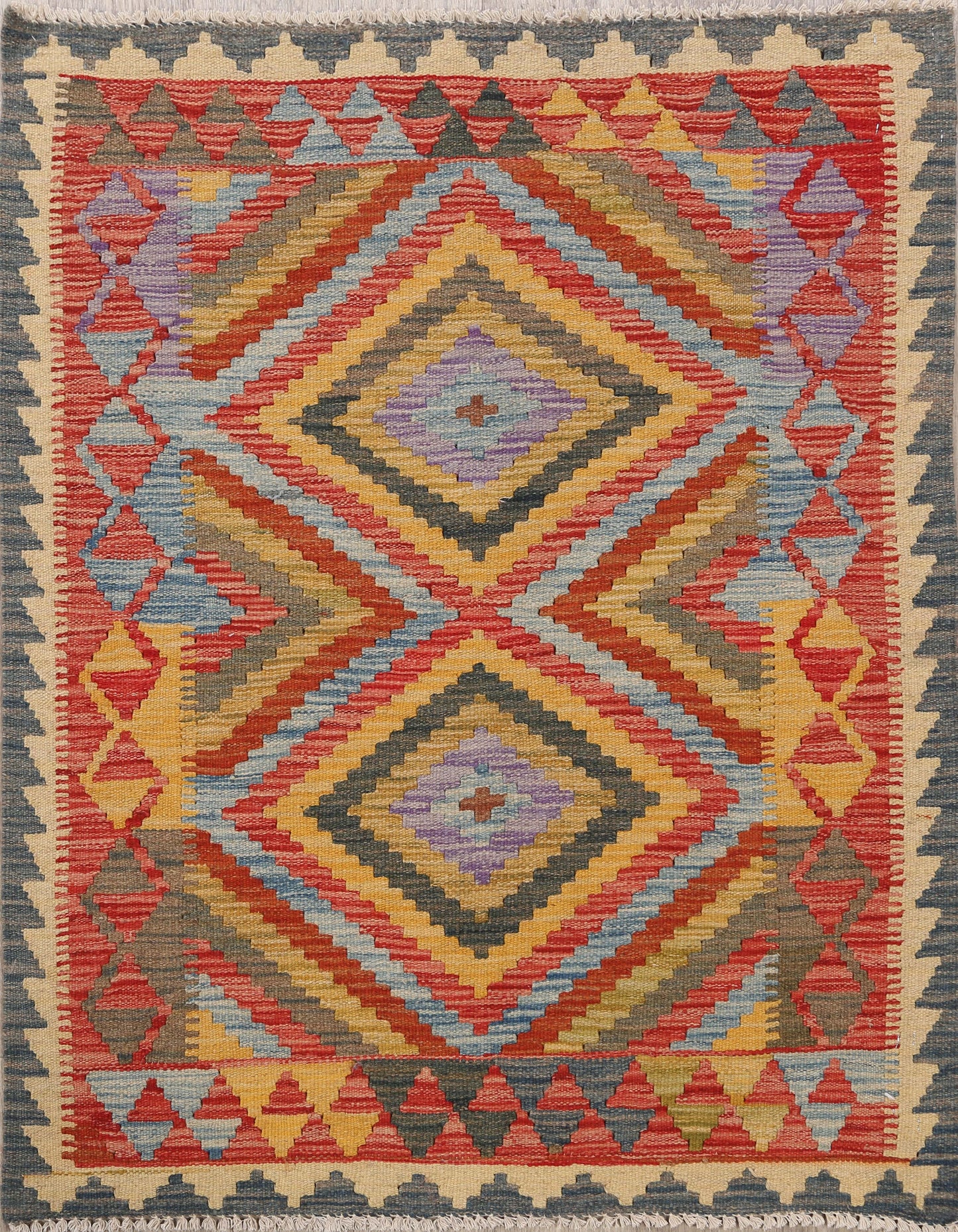 South-Western Reversible Kilim Oriental Area Rug 3x4