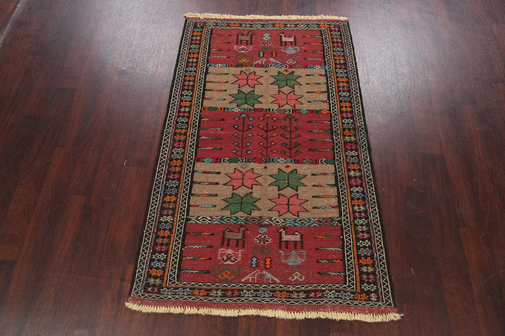 Tribal Sumak Kilim Hand-Woven Persian Area Rug 4x6