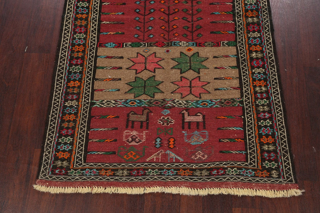 Tribal Sumak Kilim Hand-Woven Persian Area Rug 4x6