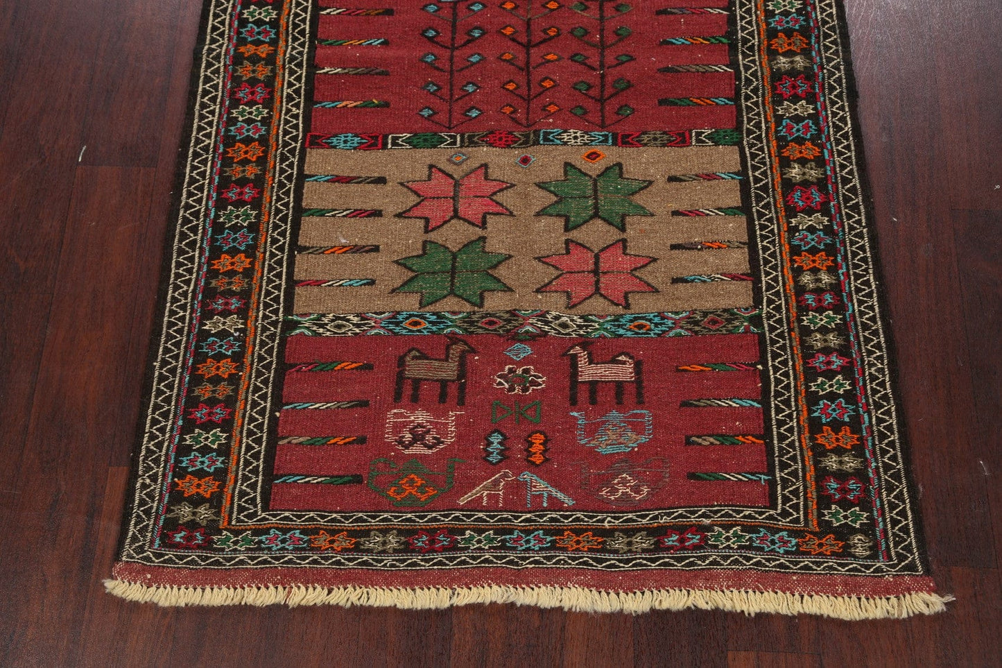 Tribal Sumak Kilim Hand-Woven Persian Area Rug 4x6