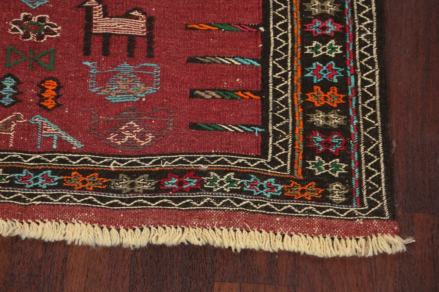 Tribal Sumak Kilim Hand-Woven Persian Area Rug 4x6