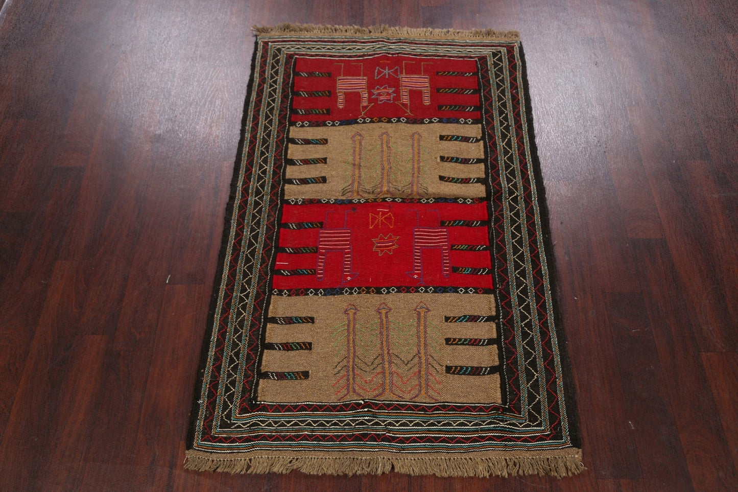 Tribal Sumak Kilim Hand-Woven Persian Area Rug 4x6