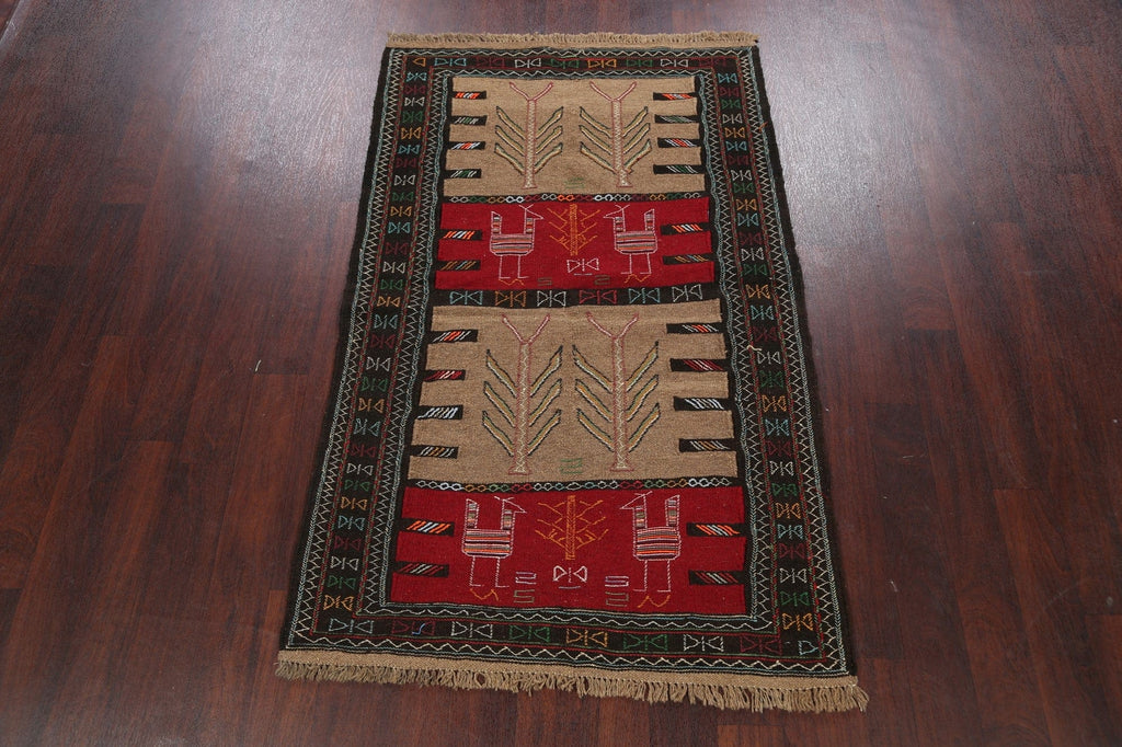 Tribal Sumak Kilim Hand-Woven Persian Area Rug 4x6