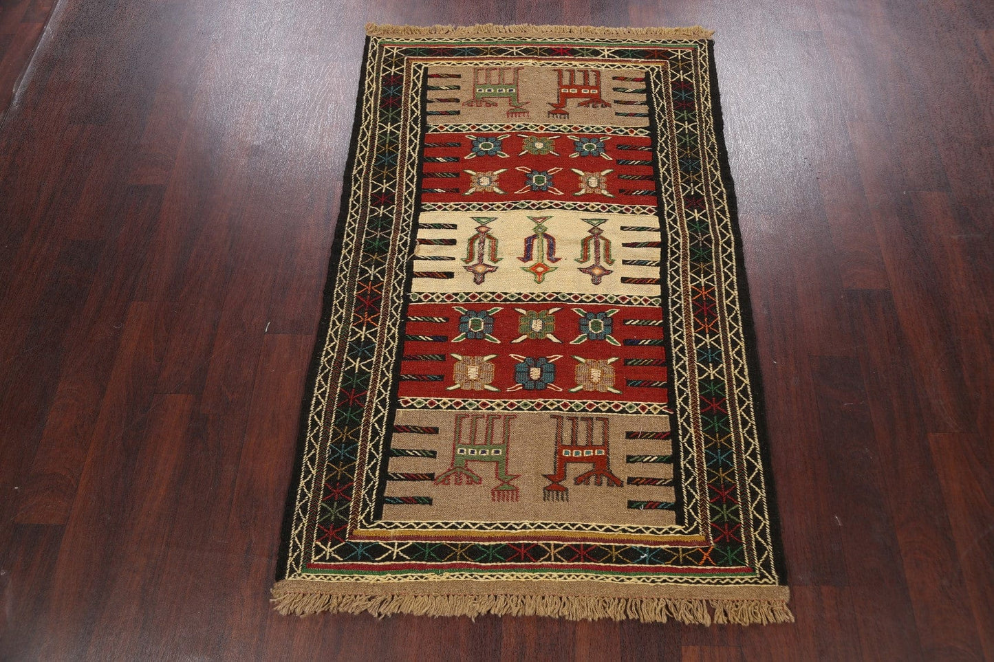 Tribal Sumak Kilim Hand-Woven Persian Area Rug 4x6